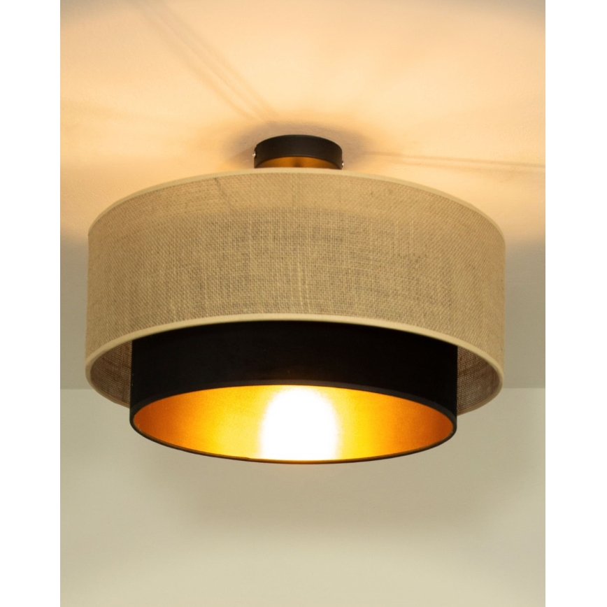 Plafondlampa SARTA 1xE27/60W/230V Ø 45 cm svart/jute