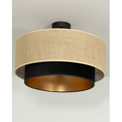 Plafondlampa SARTA 1xE27/60W/230V Ø 45 cm svart/jute