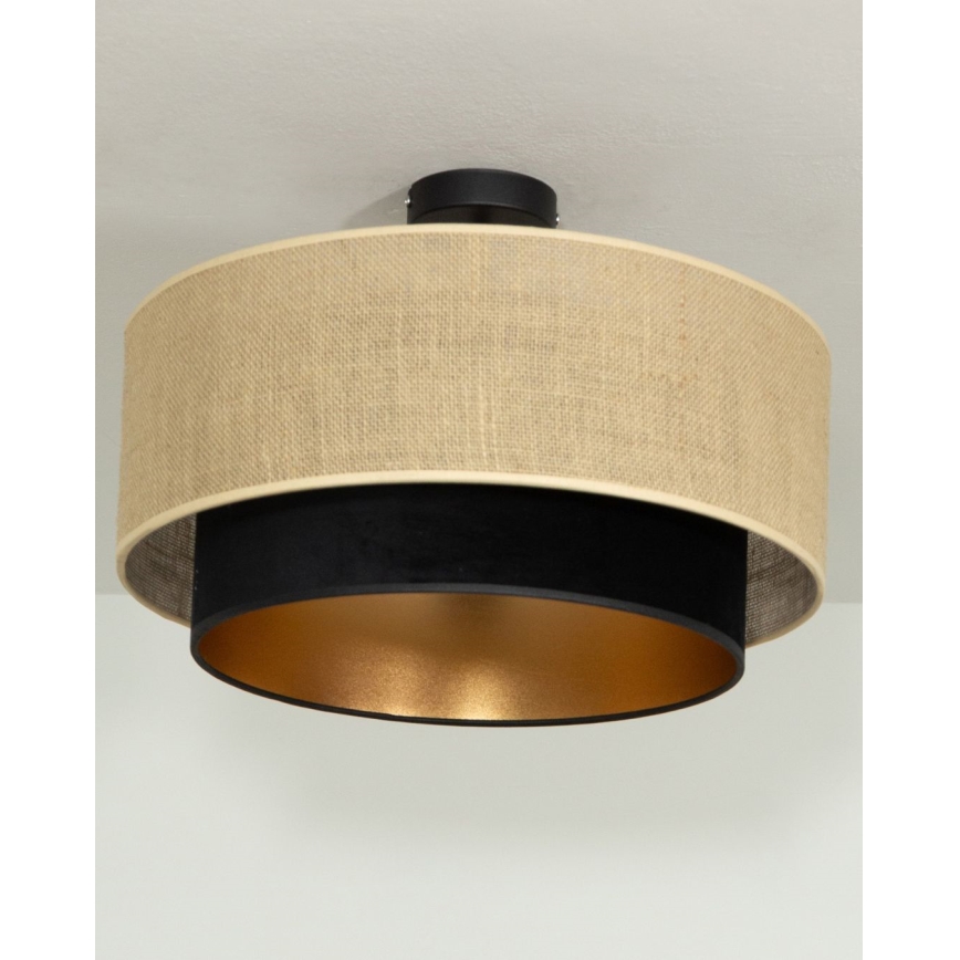 Plafondlampa SARTA 1xE27/60W/230V Ø 45 cm svart/jute