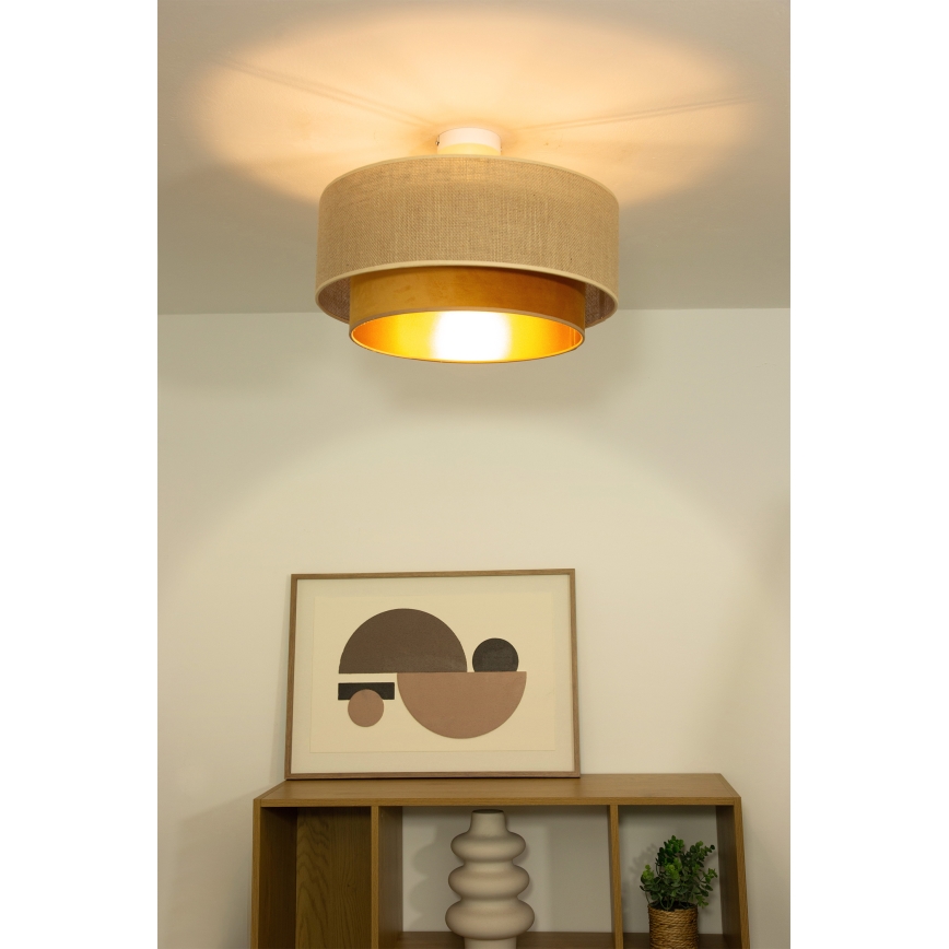 Plafondlampa SARTA 1xE27/60W/230V Ø45 cm koppar/jute