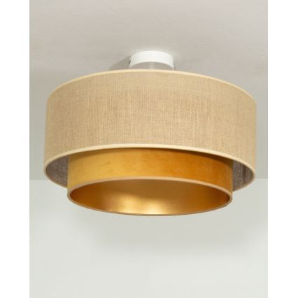 Plafondlampa SARTA 1xE27/60W/230V Ø45 cm koppar/jute