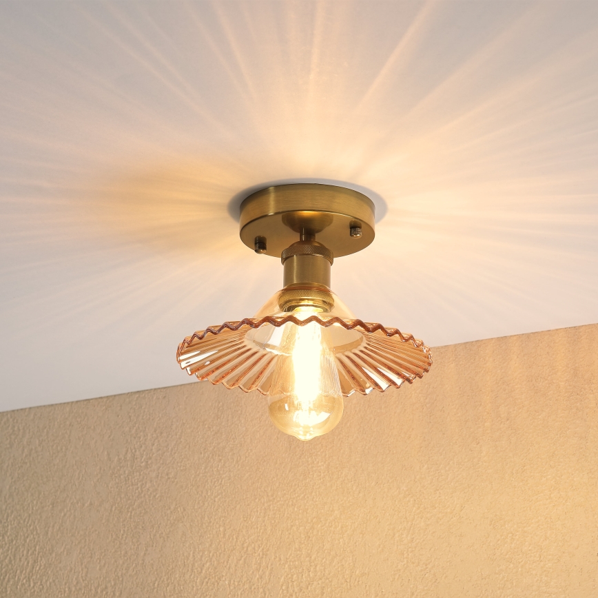 Plafondlampa TRISH 1xE27/15W/230V guld/rökbeige