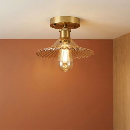 Plafondlampa TRISH 1xE27/15W/230V guld/rökbeige