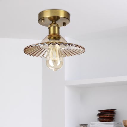 Plafondlampa TRISH 1xE27/15W/230V guld/rökbeige