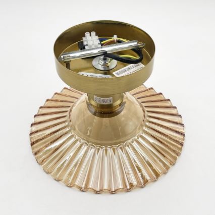 Plafondlampa TRISH 1xE27/15W/230V guld/rökbeige