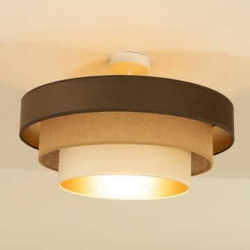 Plafondlampa WENTA 1xE27/60W/230V, diameter 50 cm, brun/jute/beige