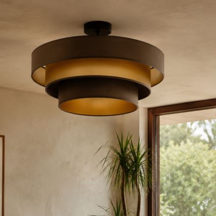 Plafondlampa WENTA 1xE27/60W/230V Ø 50 cm brun/guld