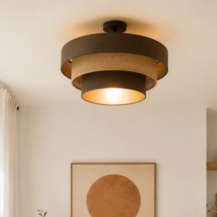 Plafondlampa WENTA 1xE27/60W/230V Ø 50 cm brun/jute