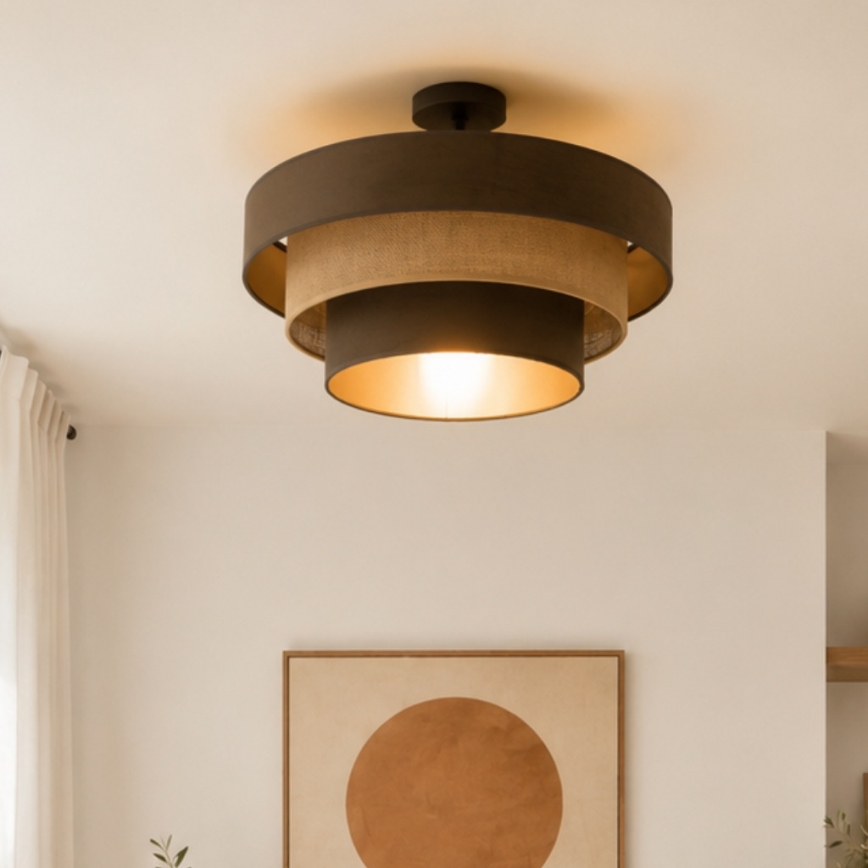 Plafondlampa WENTA 1xE27/60W/230V Ø 50 cm brun/jute
