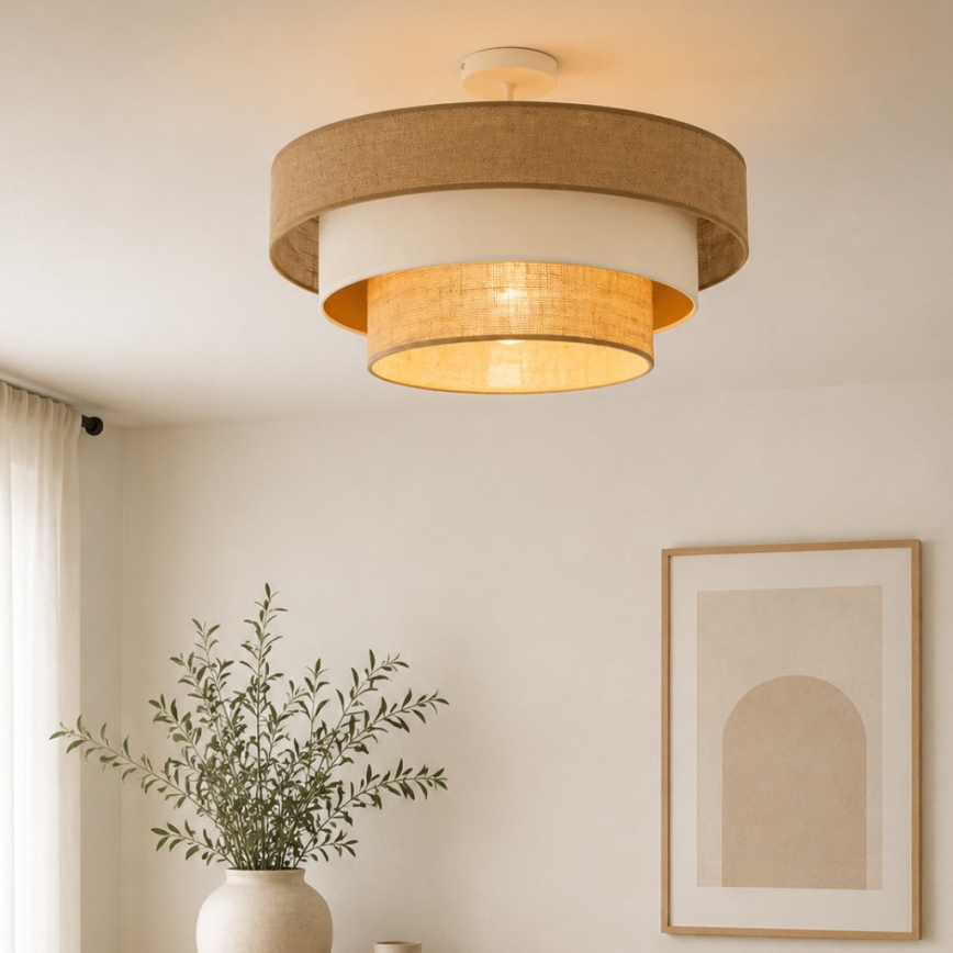 Plafondlampa WENTA 1xE27/60W/230V Ø 50 cm jute/beige