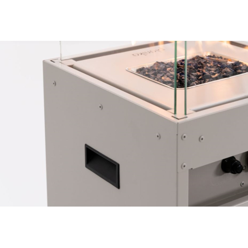 Planika - Utomhus gaskamin 142x36 cm 8kW 1xAAA vit + skyddshuva