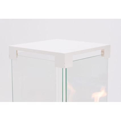 Planika - Utomhus gaskamin 142x36 cm 8kW 1xAAA vit + skyddshuva