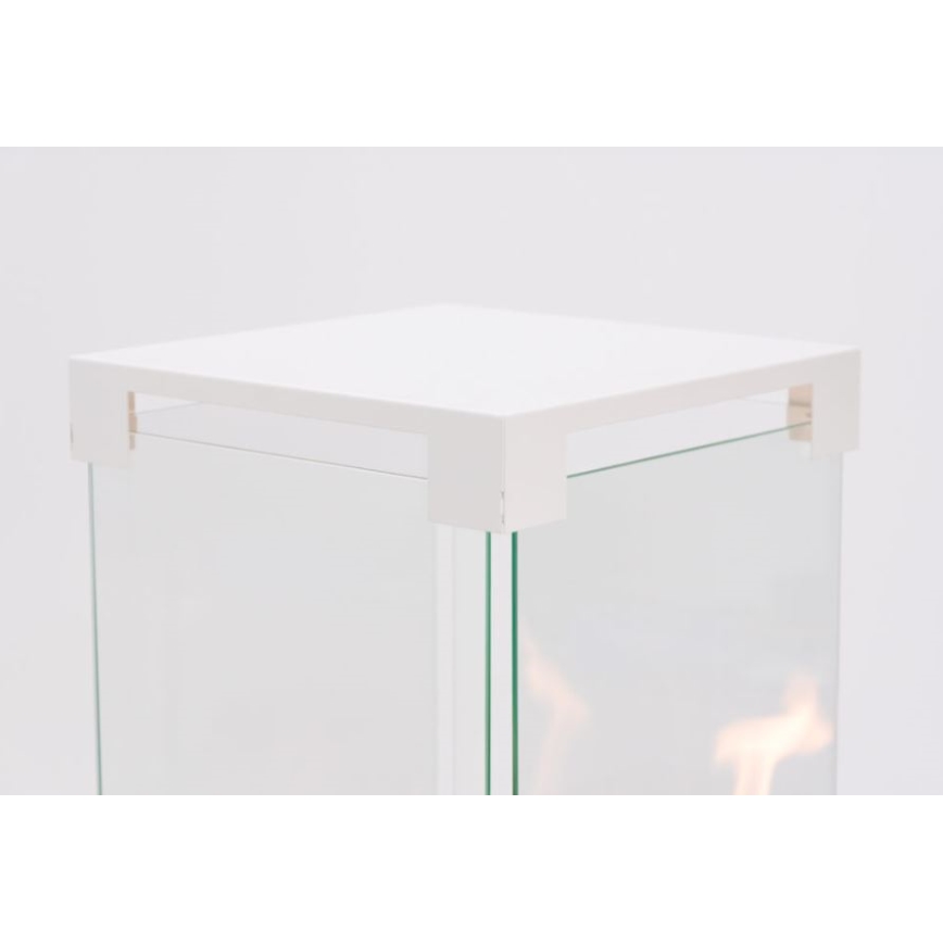 Planika - Utomhus gaskamin 142x36 cm 8kW 1xAAA vit + skyddshuva