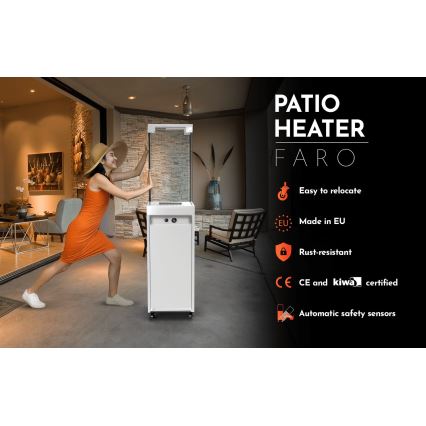 Planika - Utomhus gas eldstad 142x36 cm 8kW 1xAAA vit + skyddande hölje