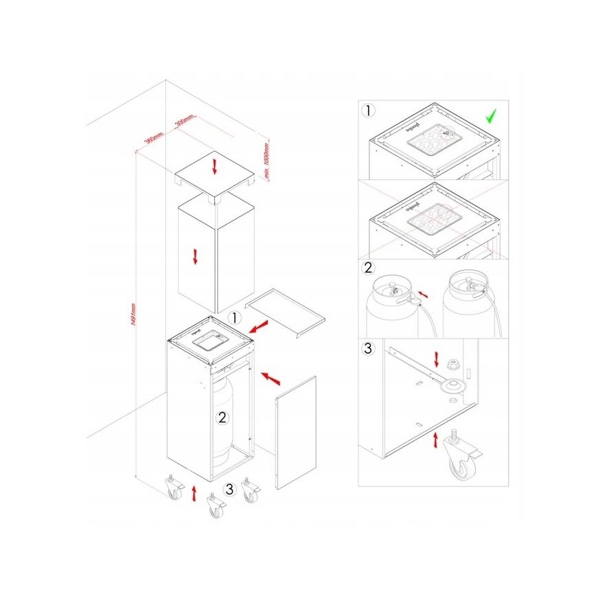 Planika - Utomhus gas eldstad 142x36 cm 8kW 1xAAA vit + skyddande hölje