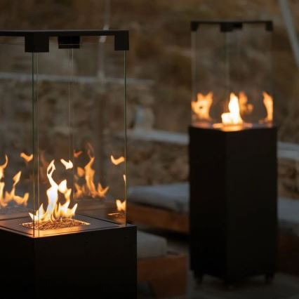 Planika - Utomhus gaseldstad 142x36 cm 8kW 1xAAA svart + skyddshölje