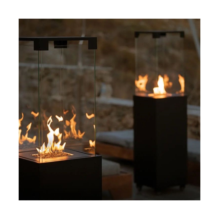 Planika - Utomhus gaseldstad 142x36 cm 8kW 1xAAA svart + skyddshölje