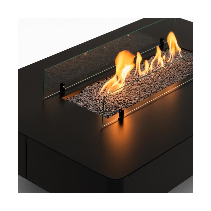 Planika - Utomhus gaseldstad 46x106 cm 10kW svart + skyddshölje