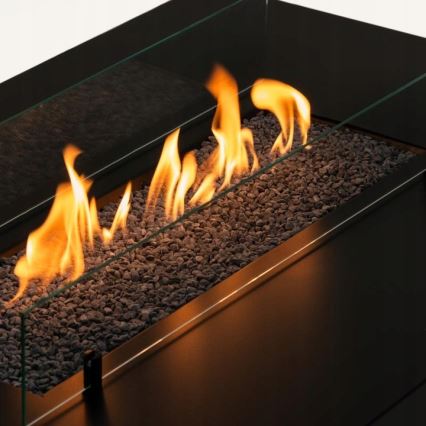 Planika - Utomhus gaseldstad 46x106 cm 10kW svart + skyddshölje