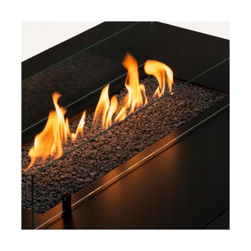 Planika - Utomhus gaseldstad 46x106 cm 10kW svart + skyddshölje