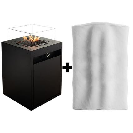 Planika - Utomhus gaseldstad 79,7x48 cm 10kW 1xAAA svart + skyddshölje