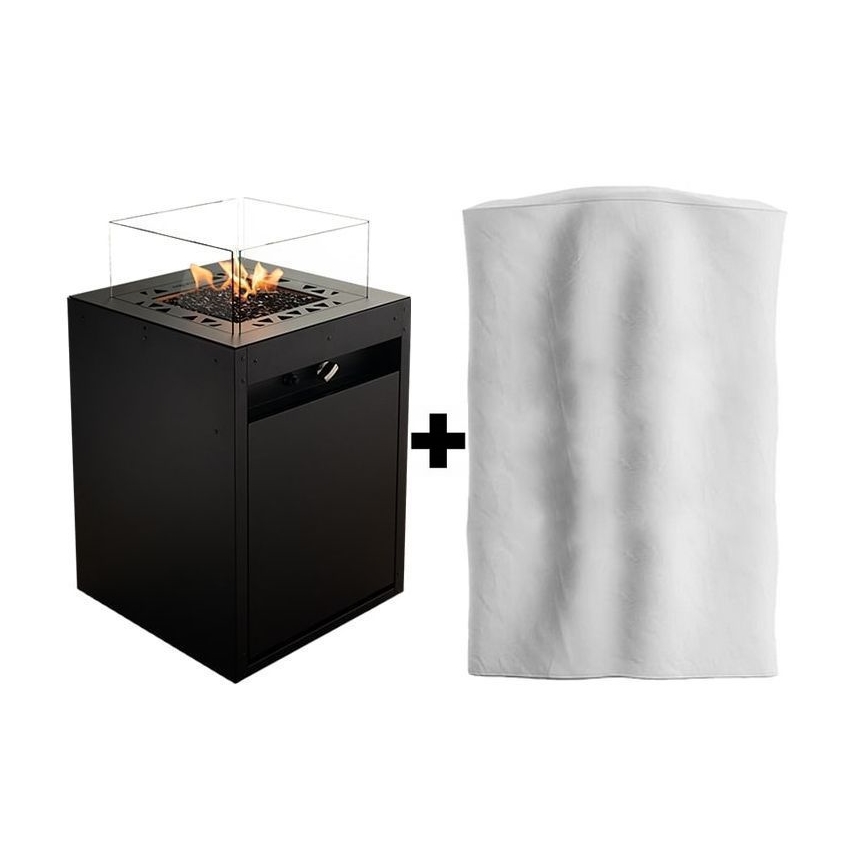 Planika - Utomhus gaseldstad 79,7x48 cm 10kW 1xAAA svart + skyddshölje