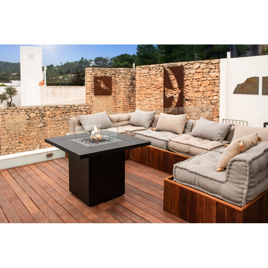 Planika - Utomhus gaseldstad 79,7x90 cm 10kW 1xAAA svart + skyddshölje