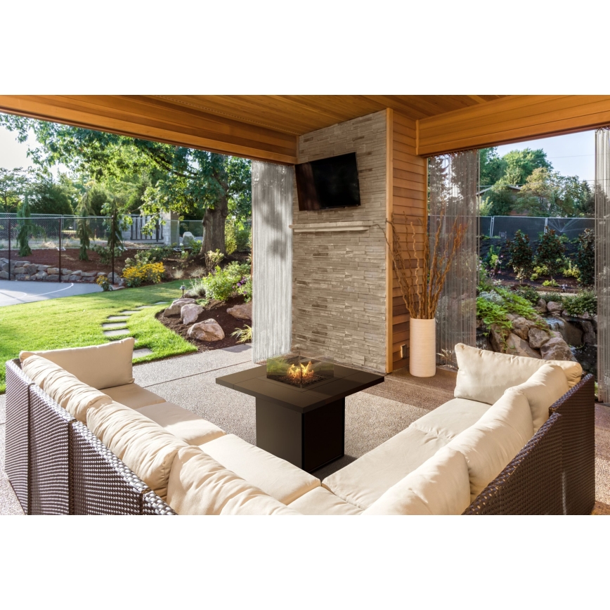 Planika - Utomhus gaseldstad 79,7x90 cm 10kW 1xAAA svart + skyddshölje