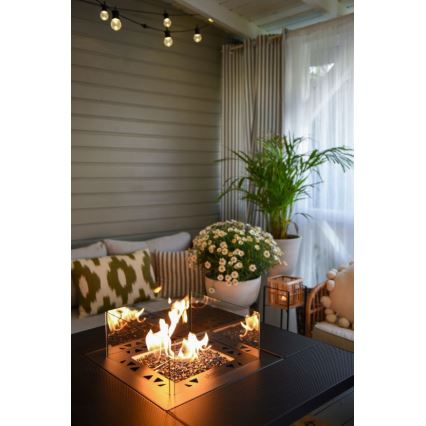 Planika - Utomhus gaseldstad 79,7x90 cm 10kW 1xAAA svart + skyddshölje