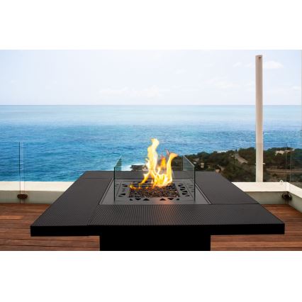 Planika - Utomhus gaseldstad 79,7x90 cm 10kW 1xAAA svart + skyddshölje