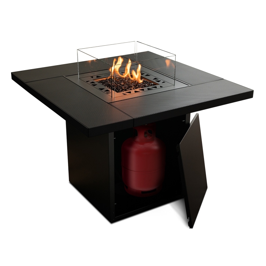 Planika - Utomhus gaseldstad 79,7x90 cm 10kW 1xAAA svart + skyddshölje