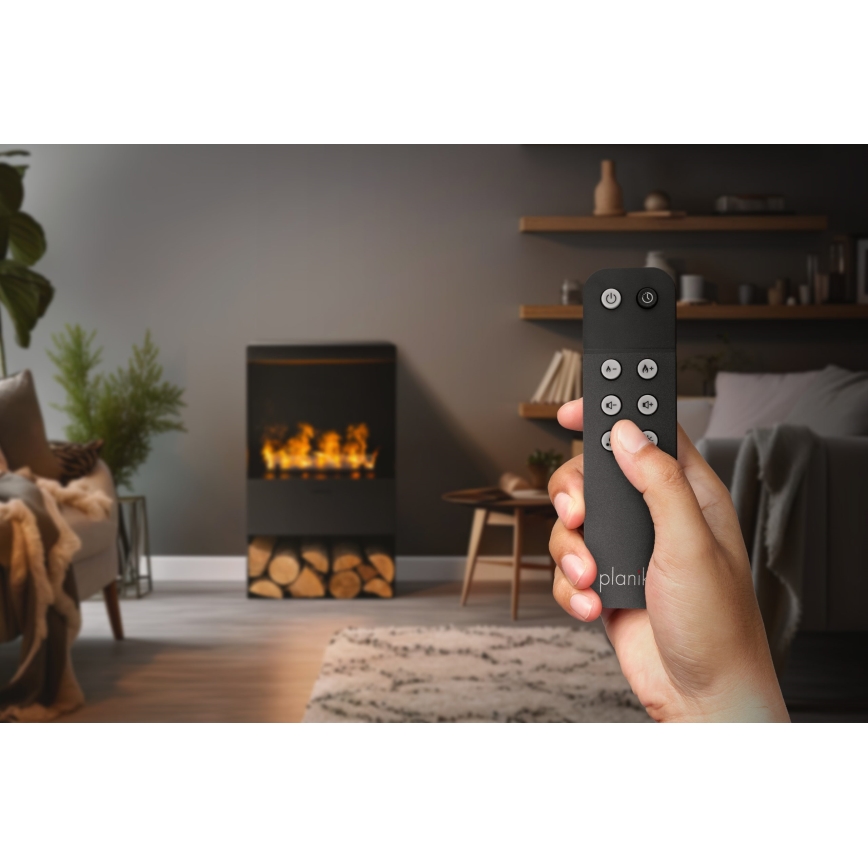 Planika - Vattenångskamin med fjärrkontroll 83x48 cm 125W/230V svart