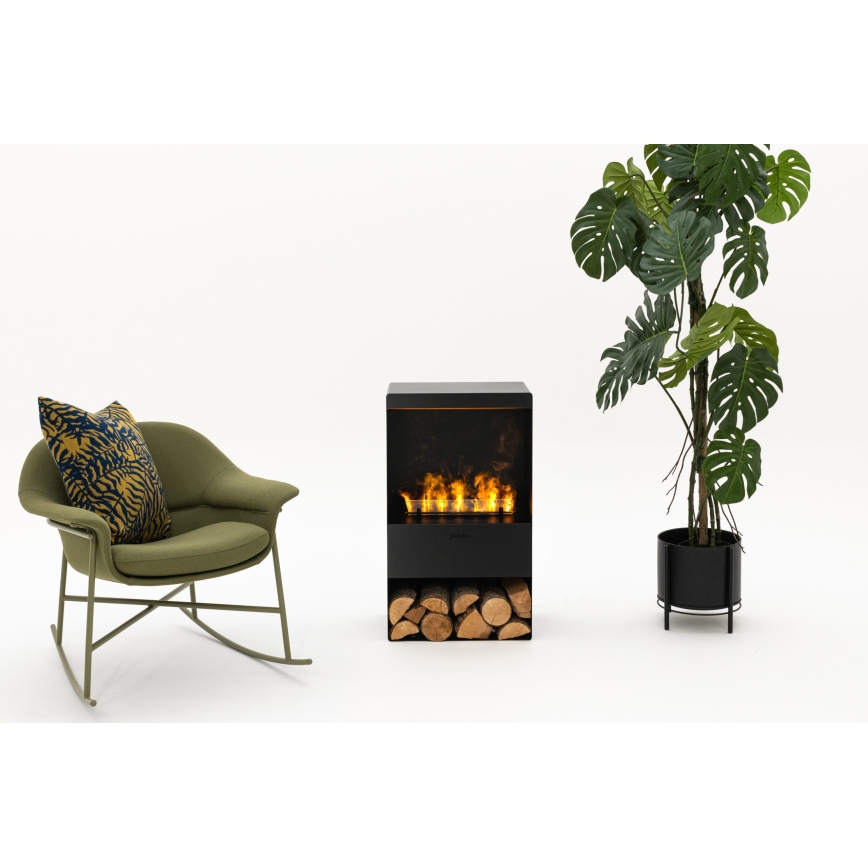 Planika - Vattenångskamin med fjärrkontroll 83x48 cm 125W/230V svart