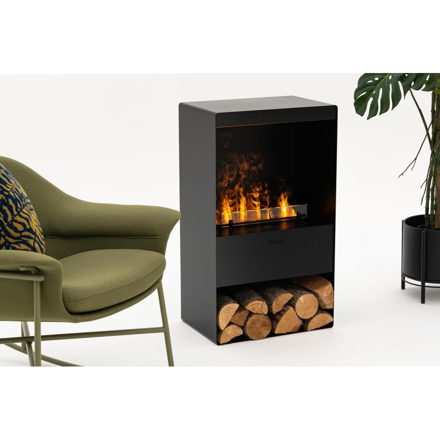 Planika - Vattenångskamin med fjärrkontroll 83x48 cm 125W/230V svart