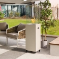 Planika - Utomhus gaskamin 142x36 cm 8kW 1xAAA vit + skyddshuva