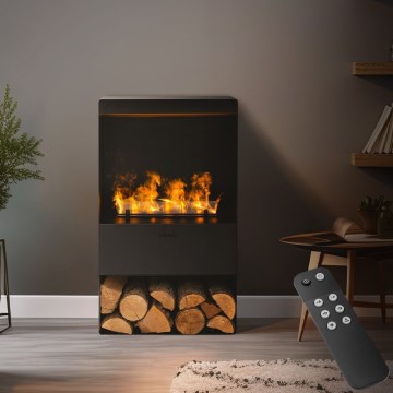 Planika - Vattenångskamin med fjärrkontroll 83x48 cm 125W/230V svart