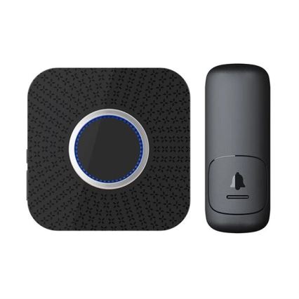 Plugin trådlös dörrklocka kinetisk 230V svart
