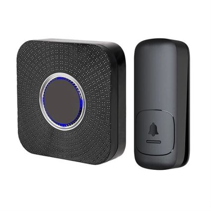 Plugin trådlös dörrklocka kinetisk 230V svart