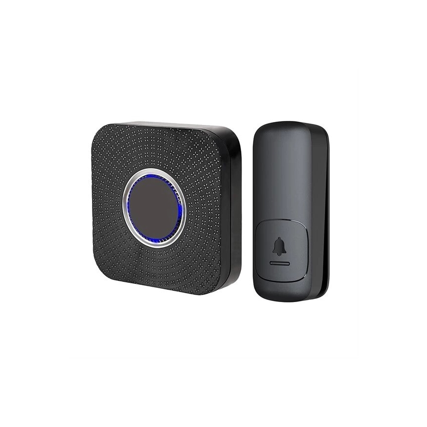 Plugin trådlös dörrklocka kinetisk 230V svart
