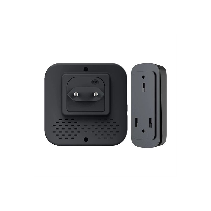 Plugin trådlös dörrklocka kinetisk 230V svart