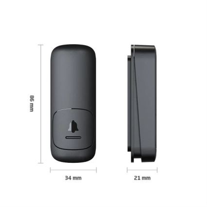 Plugin trådlös dörrklocka kinetisk 230V svart
