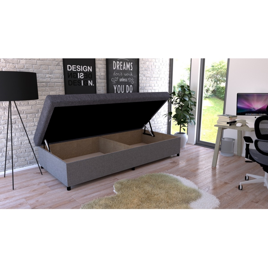 Polstrad säng med förvaring CORY 80x200 grå