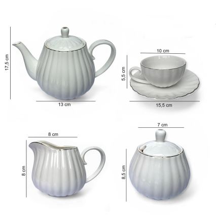 Porslinskaffeservis, 15 delar, vit