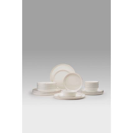 Porslinsservis, 24 delar — vit/silver
