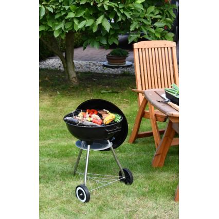 Portabel kolgrill med galler svart