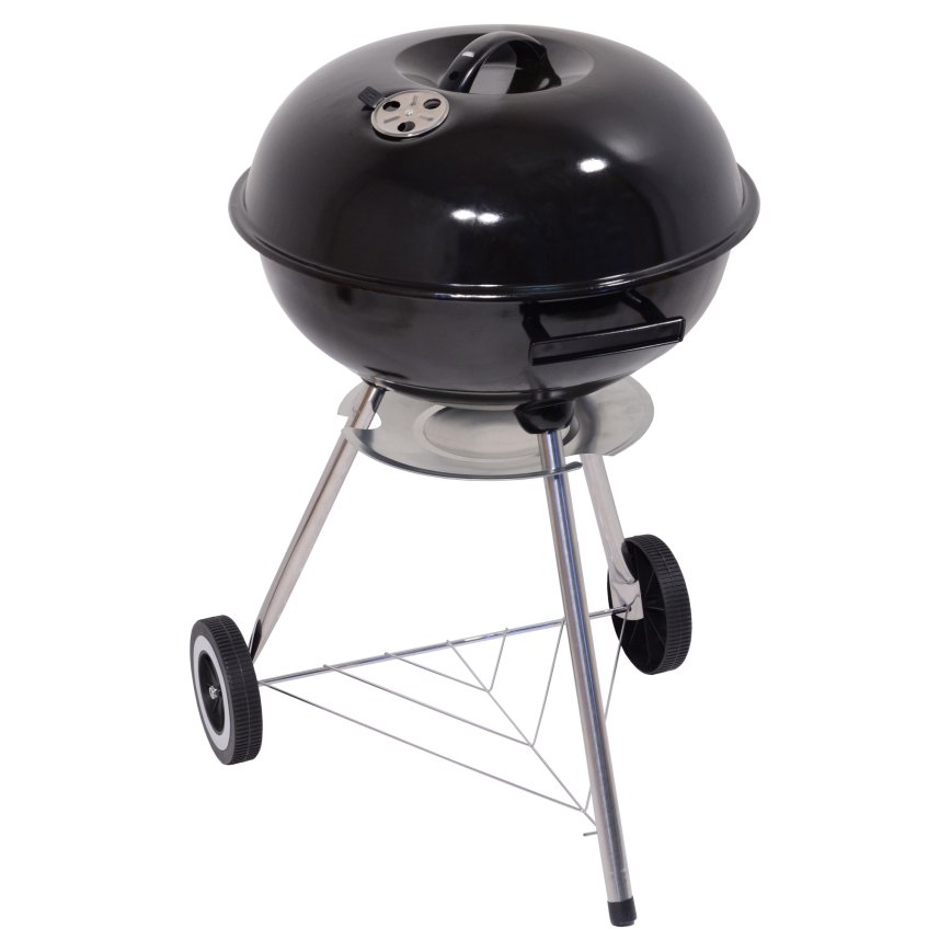 Portabel kolgrill med galler svart