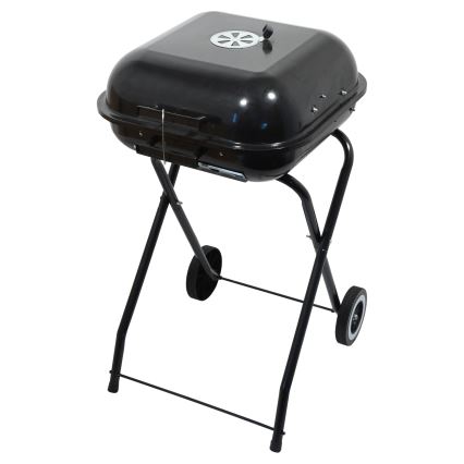 Portabel kolgrill med galler svart