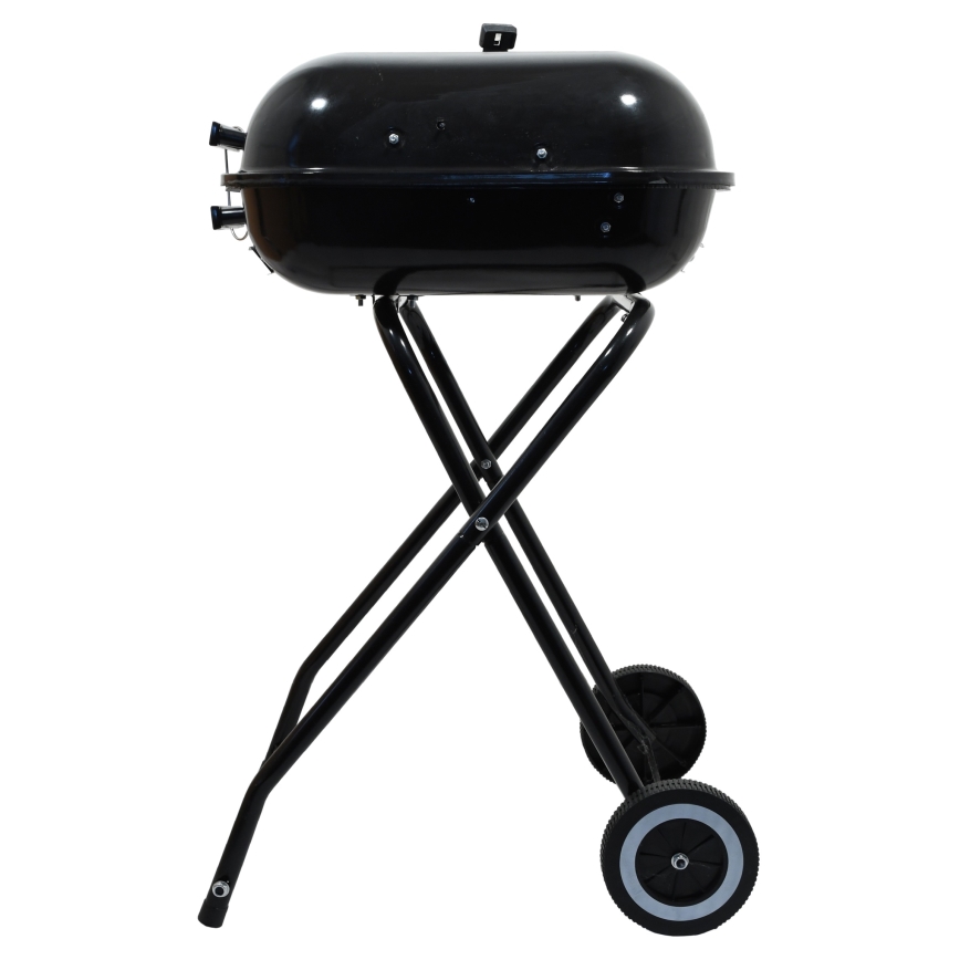 Portabel kolgrill med galler svart