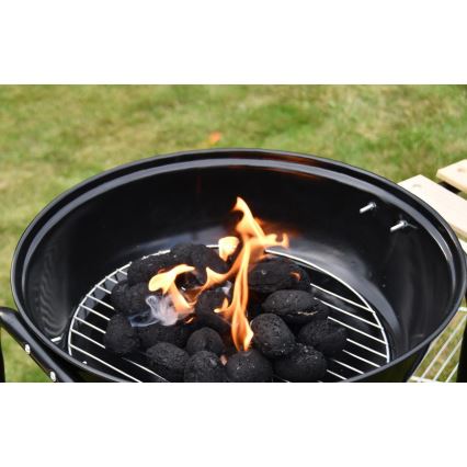 Portabel kolgrill svart/trä