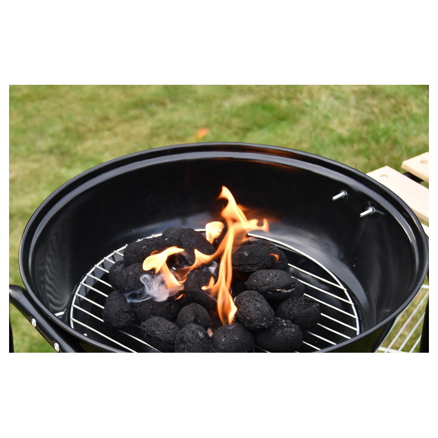 Portabel kolgrill svart/trä